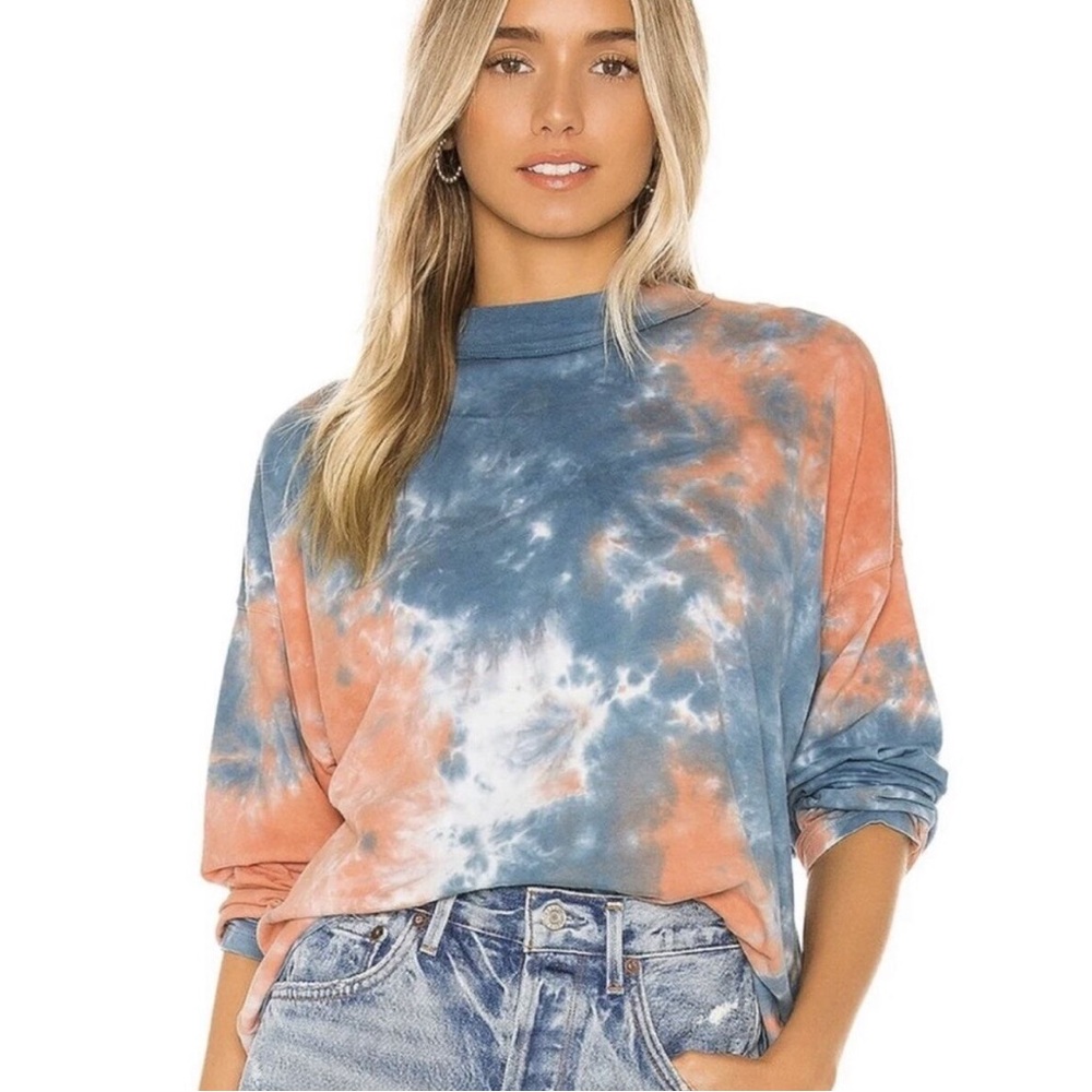 Free People Mock Neck Tie-Dye Long Sleeve Shirt